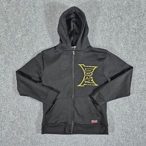 Vintage Y2K Tapout Full Zip Graphic Hoodie Black Youth Size Large (14/15) Flawed